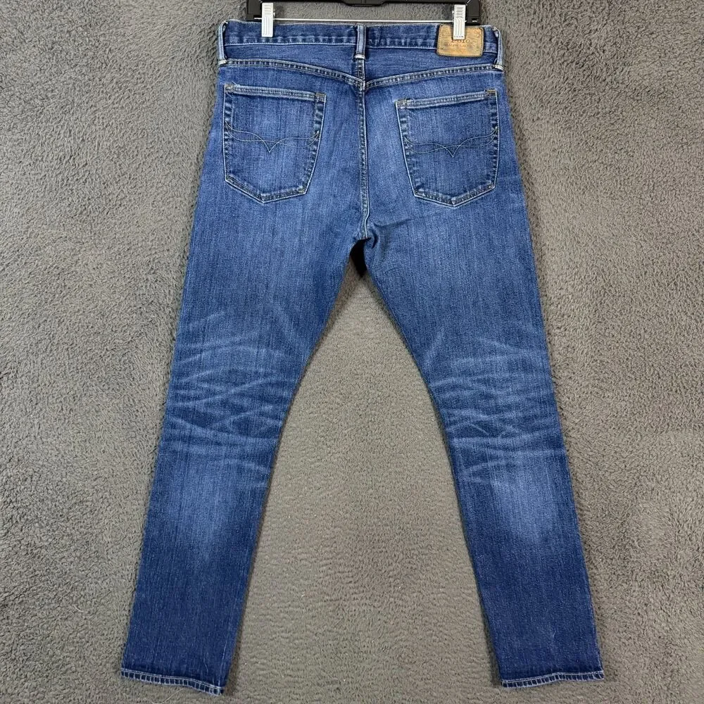 Polo Ralph Lauren Jeans Mens 32x32 Blue Varick Slim Fit Button Fly Dark Wash
